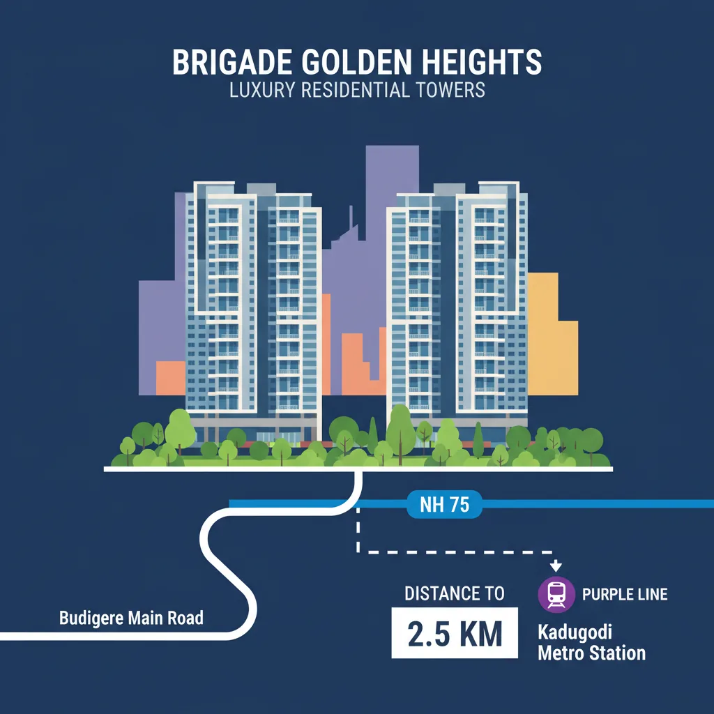 Brigade Golden Heights Kadugodi Metro Distance | Brigade Golden Heights Brigade Golden Heights Kadugodi Metro Distance - Brigade Golden Heights, Old Madras Road, East Bangalore