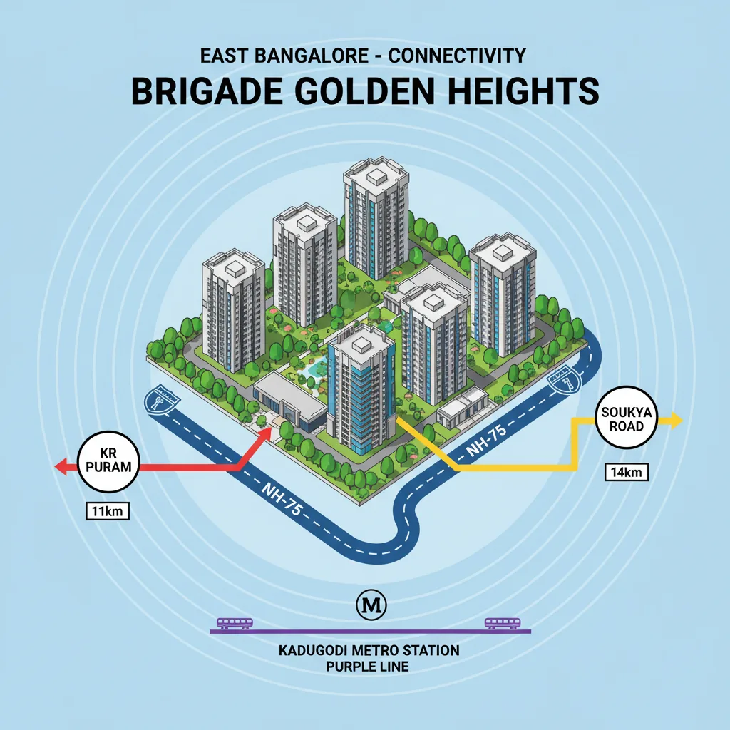 Connectivity to Soukya Road from Brigade | Brigade Golden Heights Connectivity to Soukya Road from Brigade - Brigade Golden Heights, Old Madras Road, East Bangalore